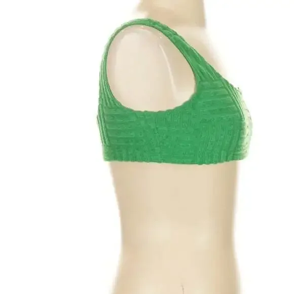 Cider Green Terry Cloth Crop Top New - Picture 4 of 7